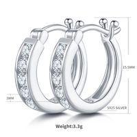 1 Pair Simple Style Shiny Circle Inlay Sterling Silver Moissanite Rhodium Plated Earrings sku image 4