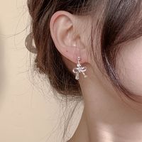 1 Pair Simple Style Classic Style Bow Knot Inlay Copper Rhinestones Drop Earrings main image 8