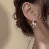 1 Pair Simple Style Classic Style Bow Knot Inlay Copper Rhinestones Drop Earrings main image 5