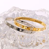304 Stainless Steel 18K Gold Plated Formal Simple Style Plating Hollow Out Inlay Star Zircon Bangle main image 1