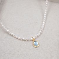 Simple Style Commute Oval Water Droplets Imitation Pearl Glass Copper Handmade Rhinestones Glass Gold Plated Women's Pendant Necklace main image 8