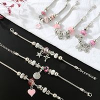 Wholesale Jewelry Glam Cute Heart Shape Flower Butterfly Iron Crystal Zircon White Gold Plated Plating Inlay Bracelets main image 1