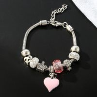 Wholesale Jewelry Glam Cute Heart Shape Flower Butterfly Iron Crystal Zircon White Gold Plated Plating Inlay Bracelets main image 4