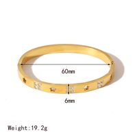 304 Stainless Steel 18K Gold Plated Formal Simple Style Plating Hollow Out Inlay Star Zircon Bangle sku image 2