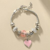 Wholesale Jewelry Glam Cute Heart Shape Flower Butterfly Iron Crystal Zircon White Gold Plated Plating Inlay Bracelets sku image 1