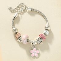 Wholesale Jewelry Glam Cute Heart Shape Flower Butterfly Iron Crystal Zircon White Gold Plated Plating Inlay Bracelets sku image 4