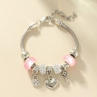Wholesale Jewelry Glam Cute Heart Shape Flower Butterfly Iron Crystal Zircon White Gold Plated Plating Inlay Bracelets sku image 5