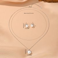 Elegant Wedding Simple Style Pearl White Gold Plated Rhodium Plated Freshwater Pearl Freshwater Pearl Sterling Silver Wholesale Earrings Necklace Jewelry Set main image 2