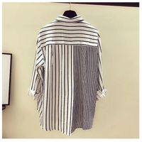 Women's Blouse Long Sleeve Blouses Pocket Washed Button Simple Style Stripe Solid Color main image 7