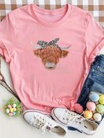 Women's T-shirt Short Sleeve T-Shirts Round Casual Cattle main image 4