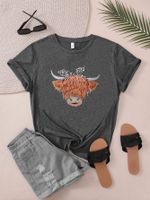 Women's T-shirt Short Sleeve T-Shirts Round Casual Cattle main image 5