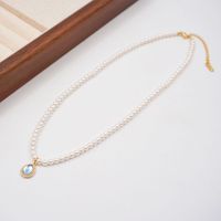 Simple Style Commute Oval Water Droplets Imitation Pearl Glass Copper Handmade Rhinestones Glass Gold Plated Women's Pendant Necklace sku image 2