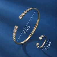 Copper 18K Gold Plated Rose Gold Plated White Gold Plated Glam Luxurious Shiny C Shape Zircon Bangle main image 4