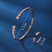 Copper 18K Gold Plated Rose Gold Plated White Gold Plated Glam Luxurious Shiny C Shape Zircon Bangle main image 2