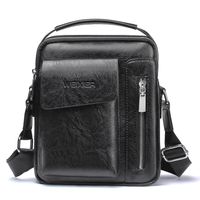 Men's Small Pu Leather Solid Color Fashion Square Zipper Crossbody Bag sku image 2