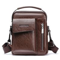 Men's Small Pu Leather Solid Color Fashion Square Zipper Crossbody Bag sku image 3