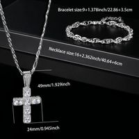 304 Stainless Steel Elegant Modern Style Classic Style Plating Inlay Cross Zircon Bracelets Necklace Jewelry Set main image 3