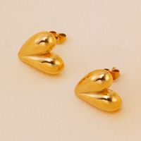 1 Pair Simple Style Classic Style Heart Shape Plating 304 Stainless Steel 18K Gold Plated Ear Studs main image 1