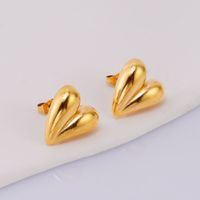 1 Pair Simple Style Classic Style Heart Shape Plating 304 Stainless Steel 18K Gold Plated Ear Studs main image 4