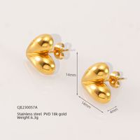 1 Pair Simple Style Classic Style Heart Shape Plating 304 Stainless Steel 18K Gold Plated Ear Studs sku image 1