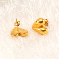 1 Pair Simple Style Classic Style Heart Shape Plating 304 Stainless Steel 18K Gold Plated Ear Studs main image 2