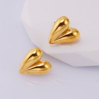 1 Pair Simple Style Classic Style Heart Shape Plating 304 Stainless Steel 18K Gold Plated Ear Studs main image 3