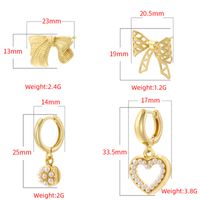 1 Pair IG Style Basic Classic Style Round Heart Shape Bow Knot Plating Inlay Copper Artificial Pearls Zircon 18K Gold Plated Drop Earrings main image 2