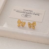 1 Pair Sweet Simple Style Bow Knot Inlay Sterling Silver Zircon Ear Studs main image 5
