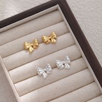 1 Pair Sweet Simple Style Bow Knot Inlay Sterling Silver Zircon Ear Studs main image 6