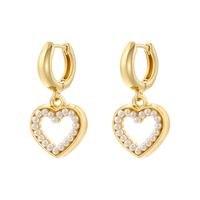 1 Pair IG Style Basic Classic Style Round Heart Shape Bow Knot Plating Inlay Copper Artificial Pearls Zircon 18K Gold Plated Drop Earrings main image 7