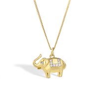 Wholesale Basic Modern Style Classic Style Elephant Copper Inlay 18K Gold Plated Zircon Pendant Necklace sku image 2