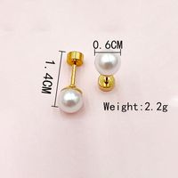 1 Set Simple Style Roman Style Heart Shape Plating Inlay 304 Stainless Steel Pearl 14K Gold Plated Drop Earrings sku image 2