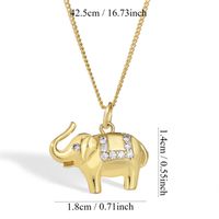 Wholesale Basic Modern Style Classic Style Elephant Copper Inlay 18K Gold Plated Zircon Pendant Necklace main image 3