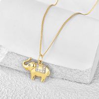 Wholesale Basic Modern Style Classic Style Elephant Copper Inlay 18K Gold Plated Zircon Pendant Necklace main image 1