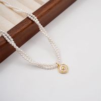 Casual Vacation Simple Style Flower Imitation Pearl Copper Beaded Shell Gold Plated Women's Pendant Necklace main image 5
