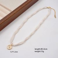 Casual Vacation Simple Style Flower Imitation Pearl Copper Beaded Shell Gold Plated Women's Pendant Necklace main image 4