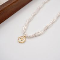 Casual Vacation Simple Style Flower Imitation Pearl Copper Beaded Shell Gold Plated Women's Pendant Necklace main image 3