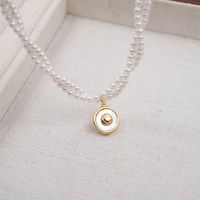 Casual Vacation Simple Style Flower Imitation Pearl Copper Beaded Shell Gold Plated Women's Pendant Necklace main image 6
