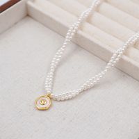 Casual Vacation Simple Style Flower Imitation Pearl Copper Beaded Shell Gold Plated Women's Pendant Necklace main image 7