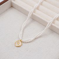 Casual Vacation Simple Style Flower Imitation Pearl Copper Beaded Shell Gold Plated Women's Pendant Necklace sku image 1
