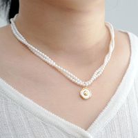 Casual Vacation Simple Style Flower Imitation Pearl Copper Beaded Shell Gold Plated Women's Pendant Necklace main image 1