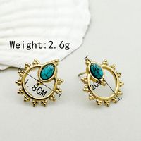 1 Pair Lady Classic Style Heart Shape Plating Inlay 304 Stainless Steel Turquoise 14K Gold Plated Drop Earrings sku image 3