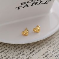 1 Pair Romantic Heart Shape Bow Knot Sterling Silver Ear Studs sku image 2