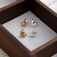 1 Pair Romantic Heart Shape Bow Knot Sterling Silver Ear Studs main image 4