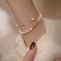 Simple Style Geometric Artificial Pearl Copper Plating Women's Bracelets main image 1