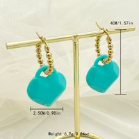 1 Pair Lady Classic Style Heart Shape Plating Inlay 304 Stainless Steel Turquoise 14K Gold Plated Drop Earrings sku image 2