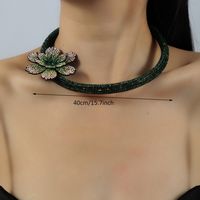 Elegant Lady Flower Alloy Inlay Rhinestones Women's Pendant Necklace Choker sku image 13