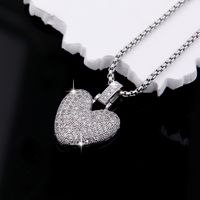 Wholesale Elegant Lady Heart Shape Copper Inlay 18K Gold Plated White Gold Plated Zircon Pendant Necklace sku image 4