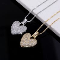 Wholesale Elegant Lady Heart Shape Copper Inlay 18K Gold Plated White Gold Plated Zircon Pendant Necklace main image 3