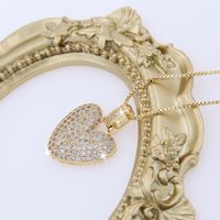 Wholesale Elegant Lady Heart Shape Copper Inlay 18K Gold Plated White Gold Plated Zircon Pendant Necklace sku image 1